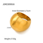 2H Minimalist Trend Texture18k Gold Stainless Steel Chubby Matte Brushed Ring Simple Band