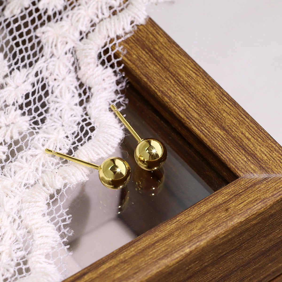 CYE0792 Copper plating18K Gold Round Bead Earrings Mini Simple Personality Ear Jewelry Ear Piercing Ear Studs Bean Ear Bone Studs