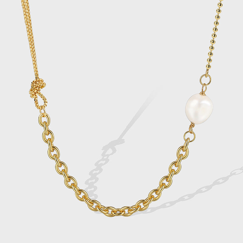 N0218 Simple Design O Word Chain Clavicle Chain Female Brass Gold Plated fashion retro Shell Bead Necklace