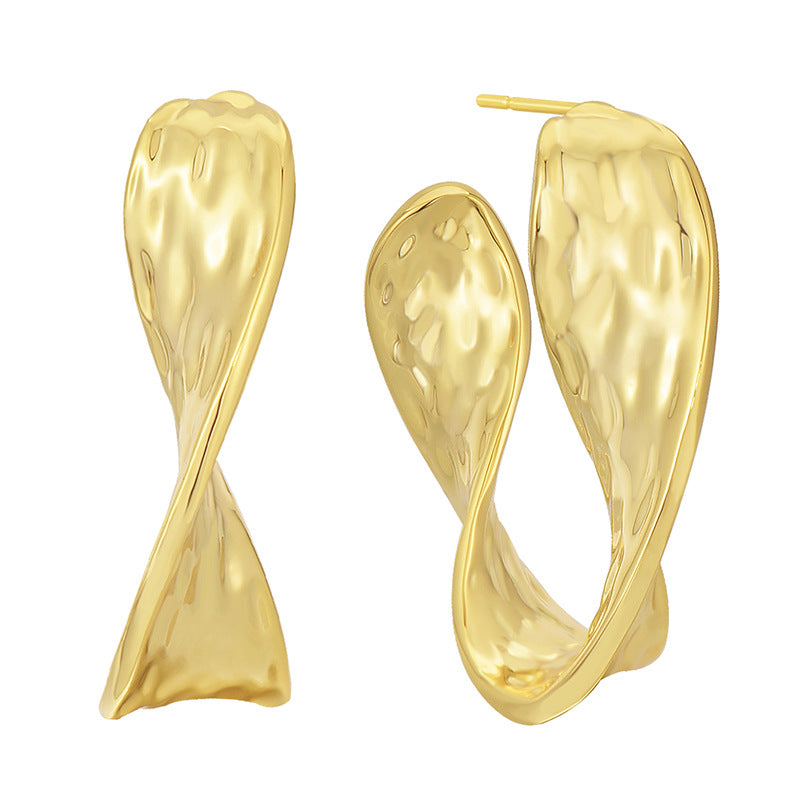 E0694 Fashion Design Earrings for Women Brass Gold-Plated Irregular Rotating Pattern Earrings