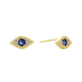 Gold-Plated Brass Evil Eye CZ Stud Earrings in a gold-tone brass finish