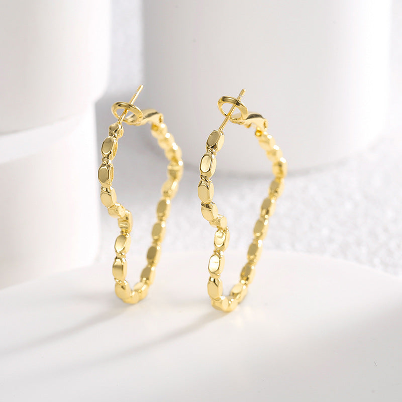 E0574 Korean Style Fashion Romantic Heart-Shaped Design Earrings for Women Copper Gold-Plated Simple Index Finger Ring