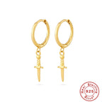 S925Sterling Silver Dagger Cross Earrings Devil's Eye Star Moon Pendant Hoop Earrings Hot-Selling Women's Earrings