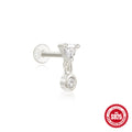 925 Sterling Silver Tassel Water Drop Zircon Cartilage Earrings — jewelry product photo 09 — jewelry finish and design detail