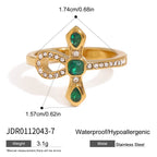 Original Green Zirconia Ring Non-Fading Jewelry Stainless Steel Bracelet Accessories