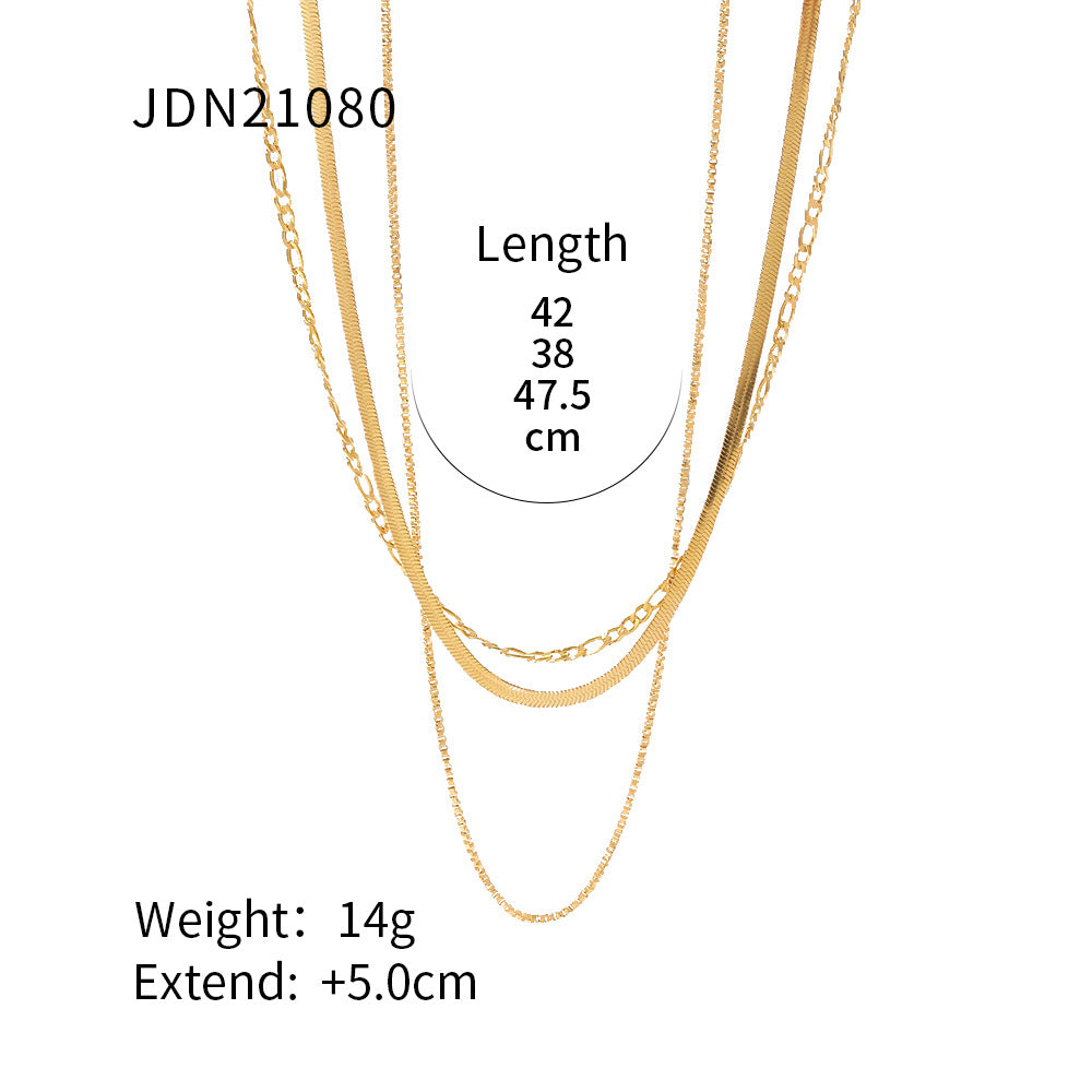 Three-layer Stacked Necklace Accessories for Women Collarbone Chain Stainless Steel Jewelry