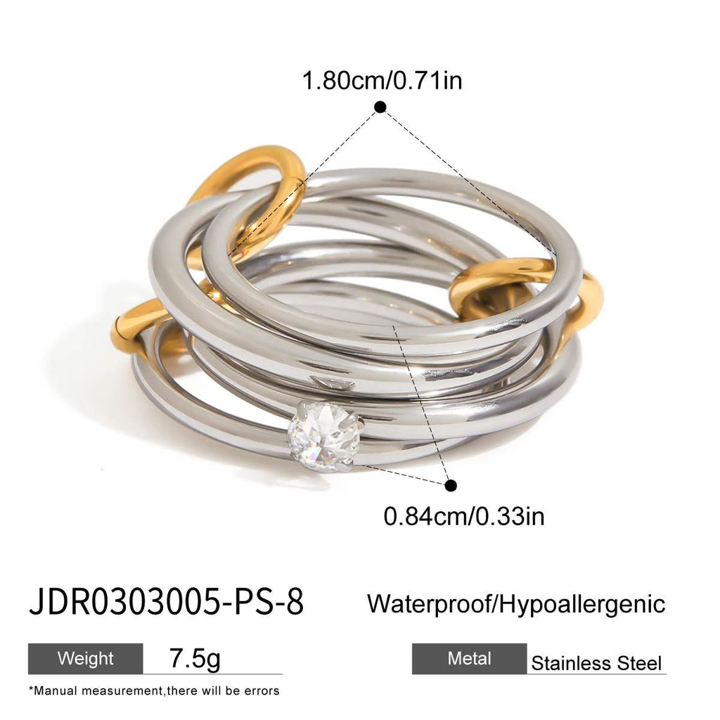 Jewelry Zircon Plain Band Multi-layer Stacking Ring Non-fading Jewelry ring