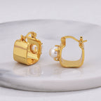 Gold-Plated Brass Shell Pearl Ear Cuff Earrings featuring pearl detailing