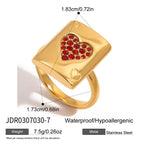Heart-shaped Earrings Playing Cards Stainless Steel Zircon Ring Bracelet Non-fading Jewelry