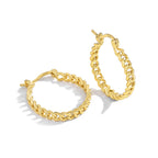 E0205Fashion Simple Style Chain Design Hoop Earrings Exaggerated Earrings Brass Gold Plated Earrings