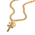 2H Zircon Cross Necklace Pendant Accessories Clavicle Chain Stainless Steel Jewelry