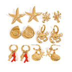 Gold-plated Earrings Beach Vacation Earrings Stainless Steel Jewelry