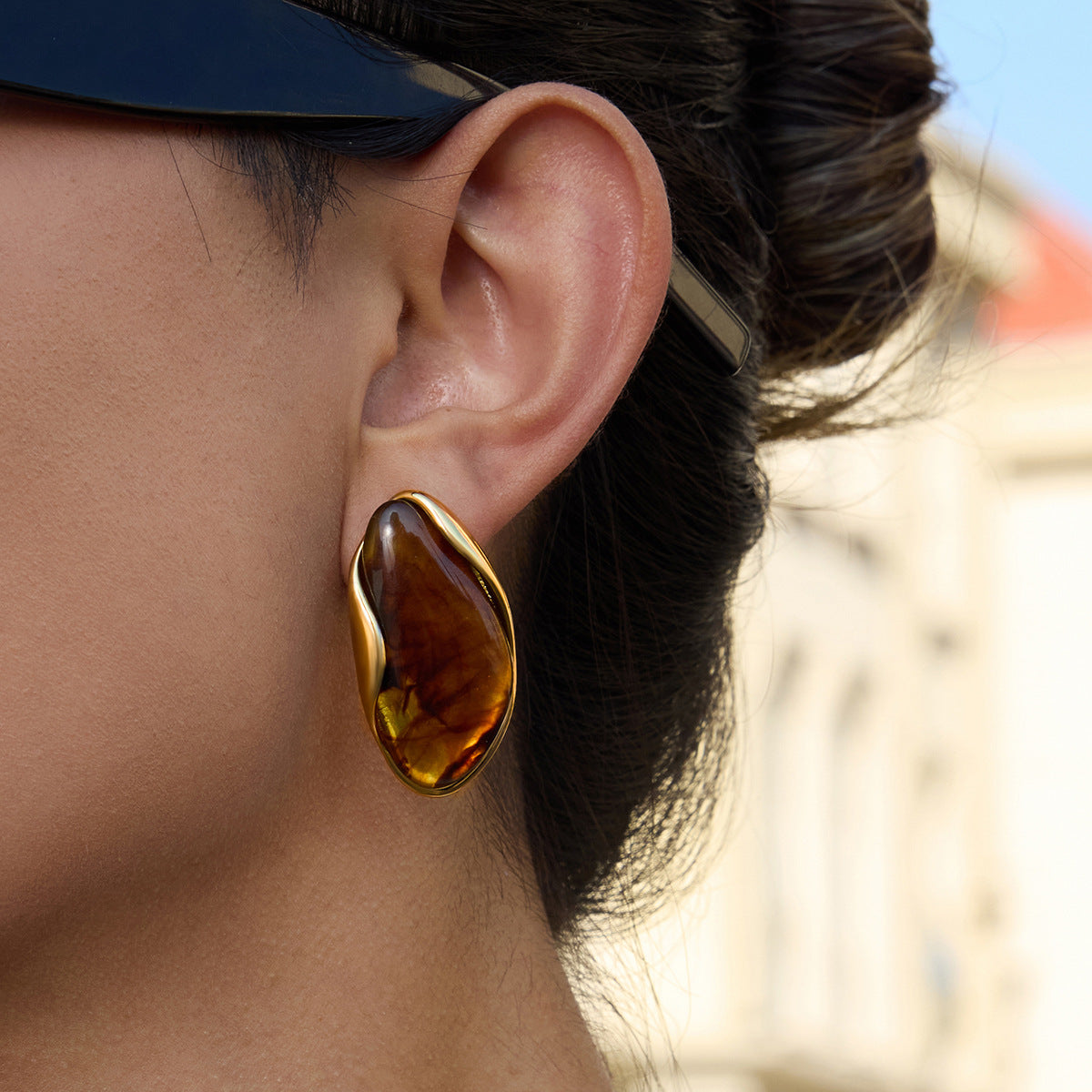 Stainless Steel Melard Resin Earrings Jewelry for Women