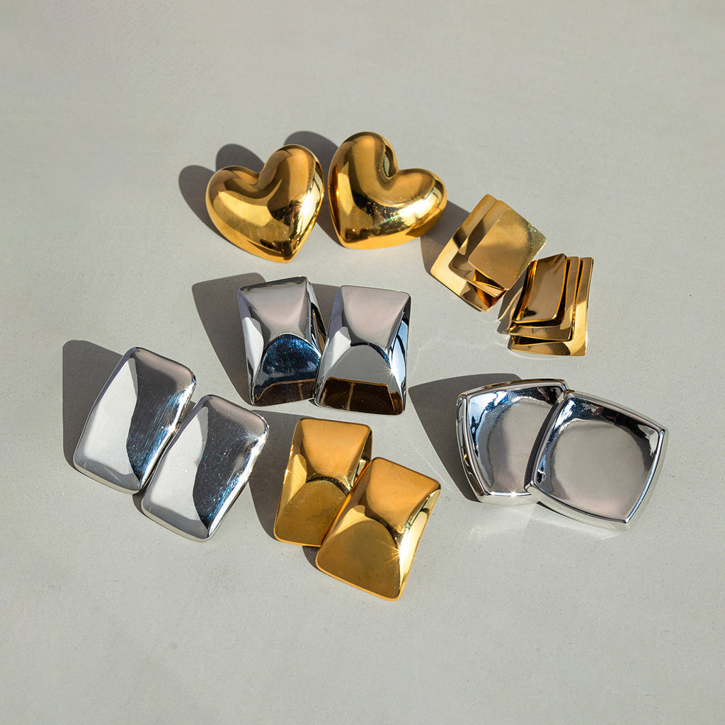 2H Trendy Simple Retro New Style18K Gold Rectangular Earrings for Women Trendy Minimalist Style Jewelry