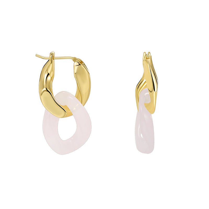 E0553 Modern Minimalist Design New Earrings for Women Irregular Double Hoop Epoxy Earrings