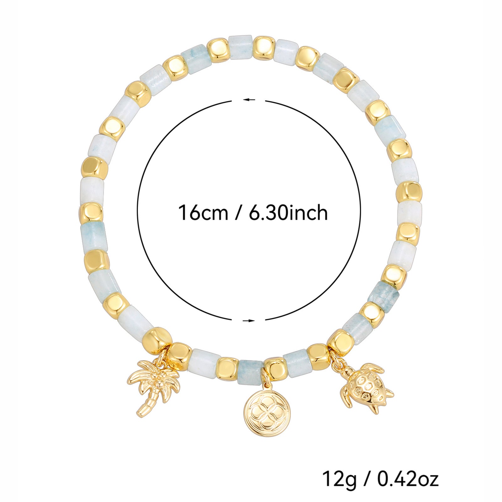 CYB0236 Beach Vacation Trendy Beaded Coconut Tree Sea Turtle Bracelet Fashion Bracelet