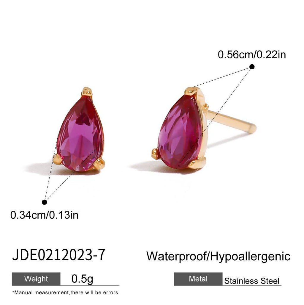 Zircon Earrings Ear Clips Non-Fading Stud Earrings Stainless Steel Jewelry for Women