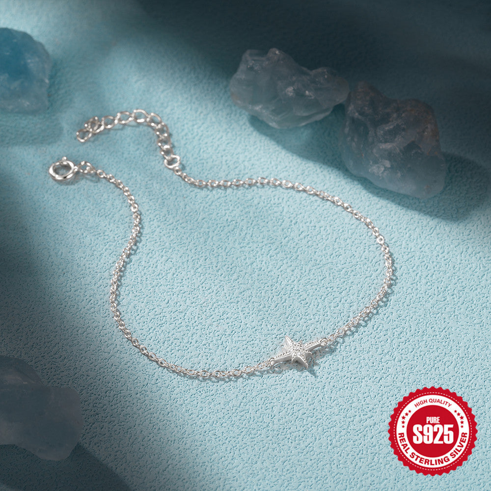 925 Sterling Silver Octagonal Star Zircon Bracelet Korean Style