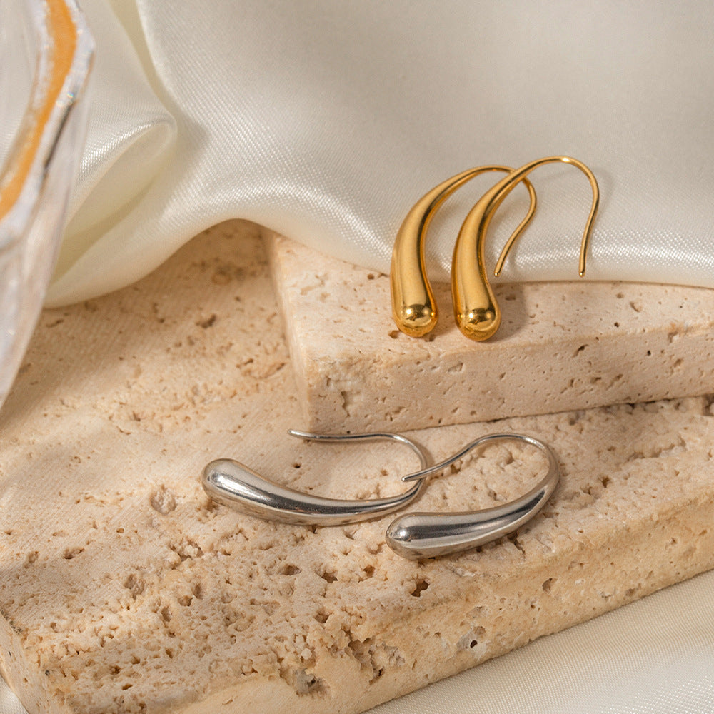 16K Gold Stainless Steel Irregular Water Drop Earrings Design Sense Women's Fashion Versatile Geometric Earrings