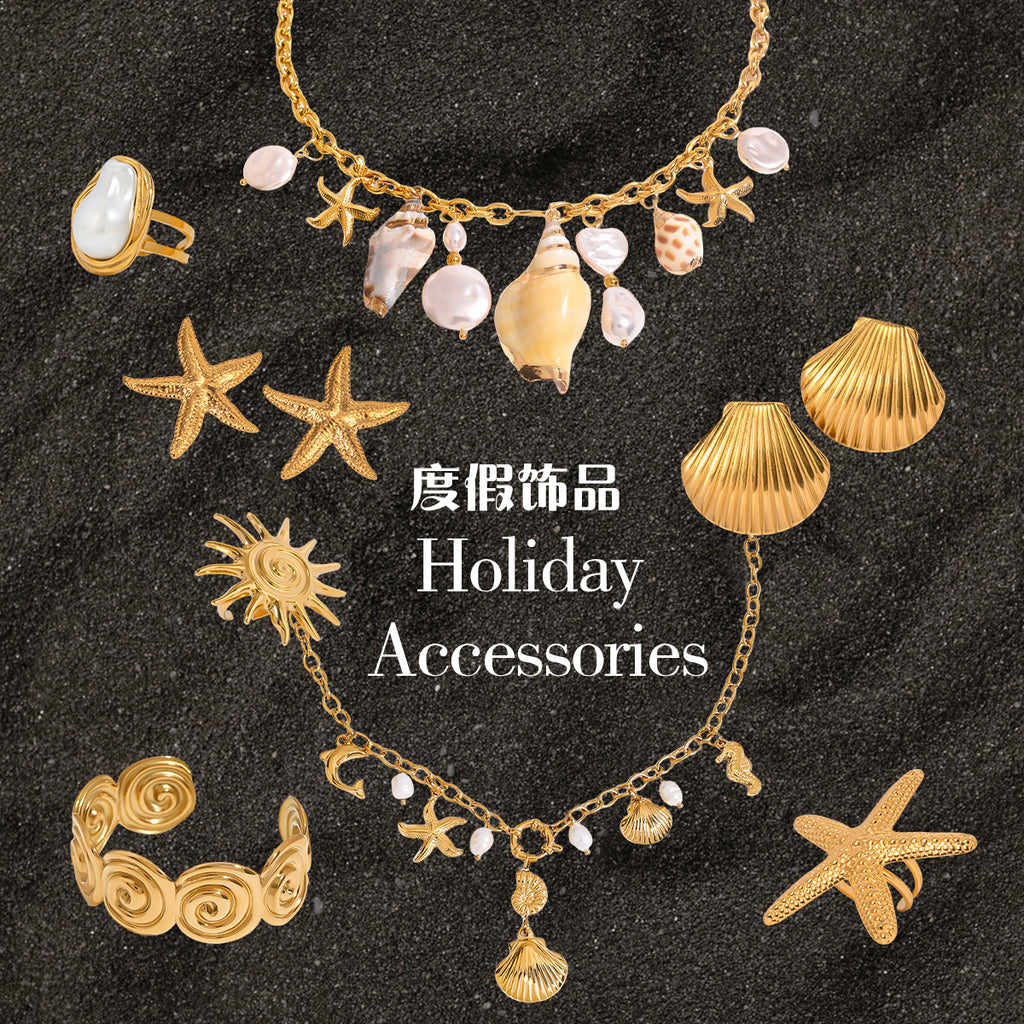 Ring Non-Fading Jewelry Necklace Stainless Steel Earrings Vacation Accessories