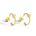 Gold-Plated Braided Rope Round Stud Earrings — fastening detail — jewelry finish and design detail