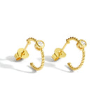 Elegant Minimalist Style Small Threaded Diamond-Encrusted Earrings for Women, Braided Design Round Twist Rope Stud Earrings