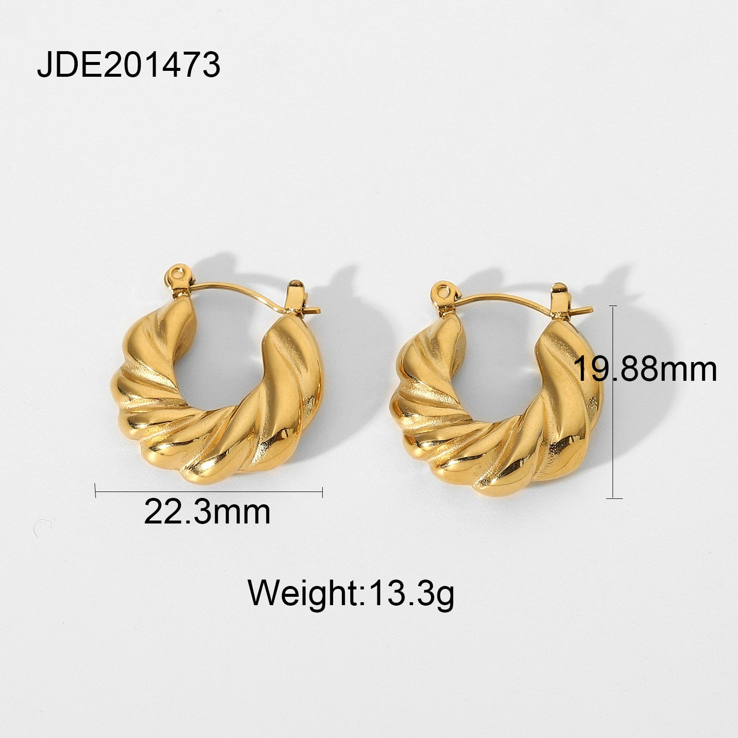 Same Style Earrings Gold Plated Stainless Steel Twist Hoop Earrings Geometric Drop Earrings Women's Ear Jewelry