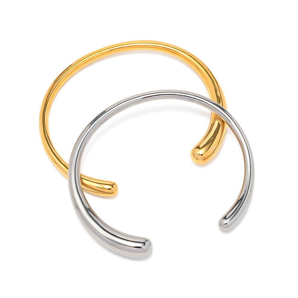 Fashion Design Style18K Stainless Steel Smooth Open Bracelet Electroplated Women's Product