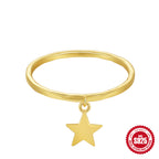 New S925Sterling Silver Single Row Diamond Moon Star Pendant Engagement Ring Hot Selling Ring