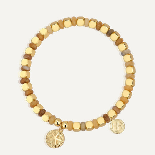 14K Gold-Plated Brass Starfish Beaded Bracelet with beaded design details