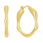 E0611 Fashion Retro Wave Pattern Smooth Earrings for Women Copper Gold Plated Simple Ear Jewelry