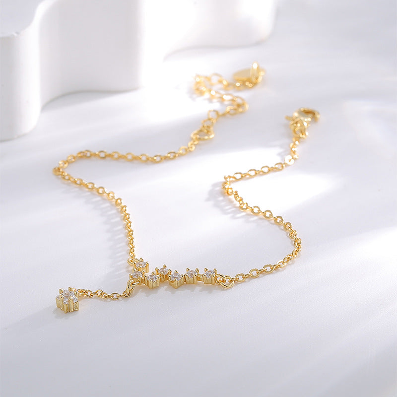 A0041 Summer Design Anklet for Women gold Micro Pave Zirconia Seven Stars Simple Foot Jewelry