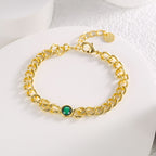 B0128 Hip-hop Style Fashion Design Bracelet for Women Simple with Green Zircon