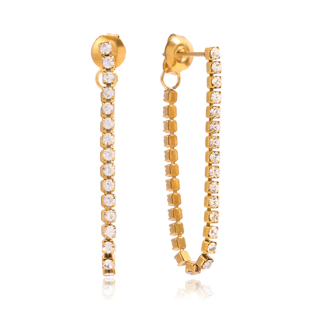 2H Zircon Chain Tassel Earrings Ear Studs Ear Jewelry Stainless Steel Accessories