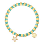 B0247 Bohemian Vacation Starfish Bracelet Plated14k Gold Beaded