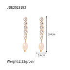 Zircon Earrings Simple Ear Jewelry Non-Fading18k Gold Stainless Steel Jewelry