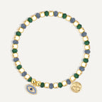 B0306 Design Blue Zircon Eye Bracelet Vintage Chalcedony Stone Beaded