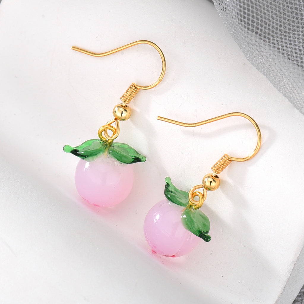 E0259 Cute Girly Pink Peach Ear Hooks for Women Fashion Sweet Energetic Earrings