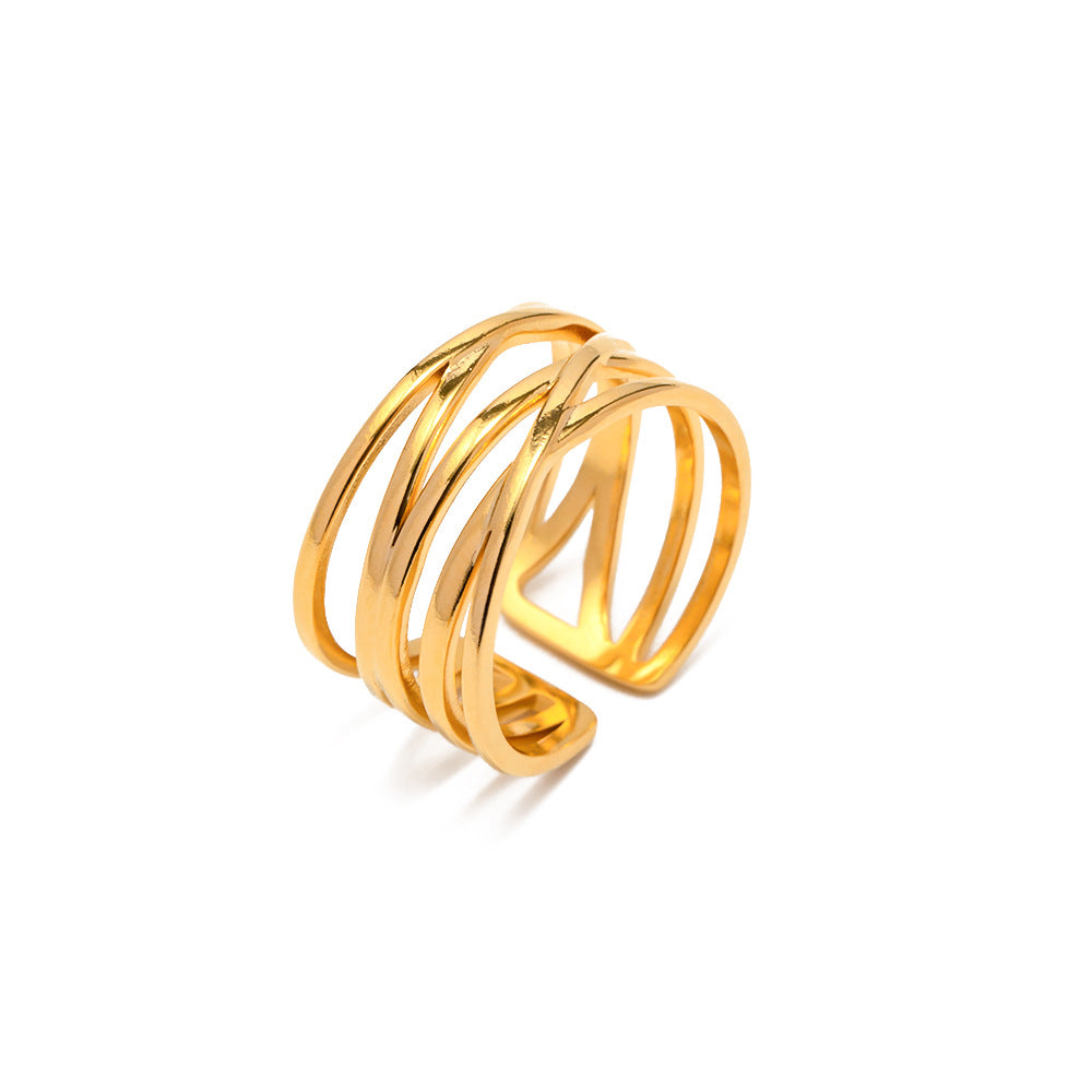 Simple18K Gold-plated Stainless Steel Open Ring Non-fading Versatile Design