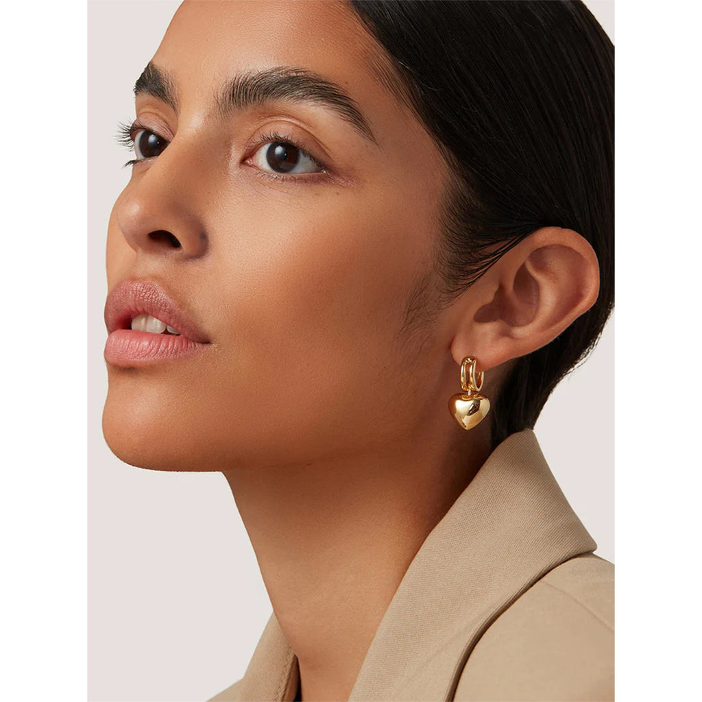 2H18K Gold Stainless Steel Glossy Heart Earrings for Women2025New Summer Sliding Love Heart Pendant Earrings