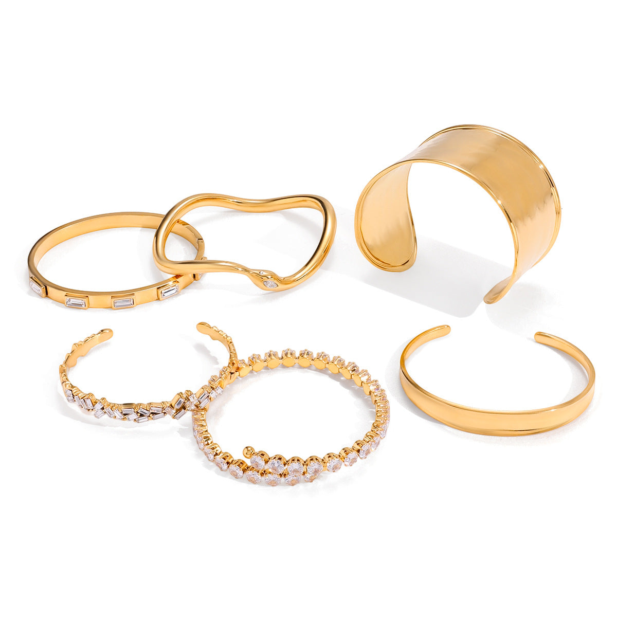 Stainless Steel Zircon Bracelet Open Bangle Non-Fading