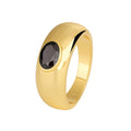 Gold-Plated Brass Minimalist Black CZ Ring — Soft Contour with gold-tone brass construction