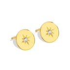 E0223 Minimalist Geometric Star Shiny Diamond Stud Earrings for Women Round Button Earrings Factory