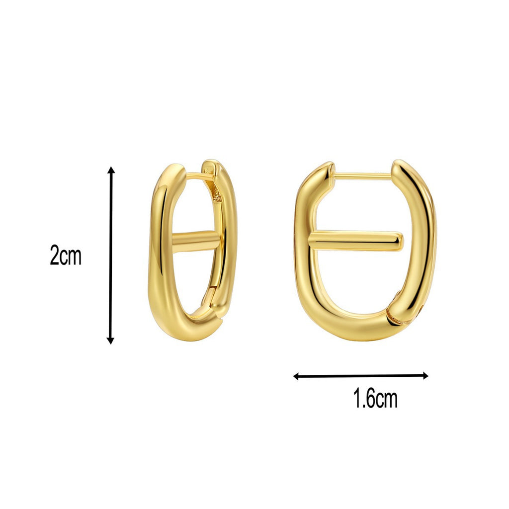 E0616 Korean Retro Design Earrings for Women, Brass Gold-Plated, Japanese Style, Smooth Elegant Ear Clips