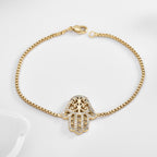 B0076 Vintage Hip-Hop Creative Design Palm Bracelet for Women with Gold Plating and Zircon Inlay