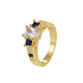 Gold-Plated Brass Square CZ Ring — Contemporary Style with a geometric design profile