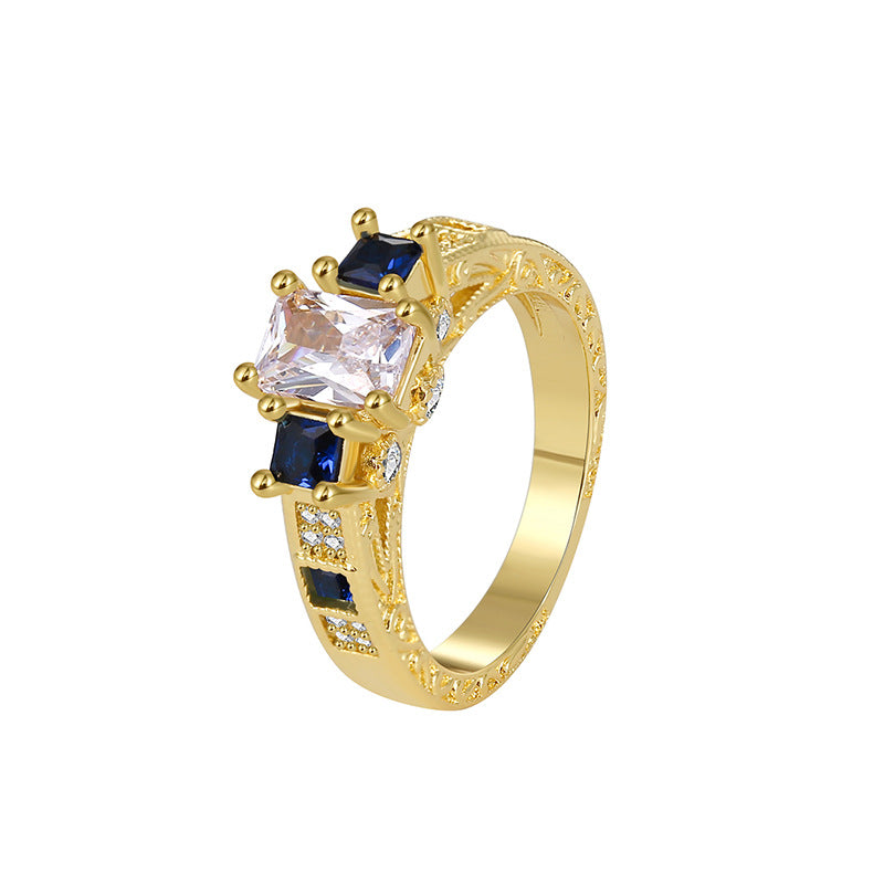 R0369 Fashionable Square Zirconia Ring for Women