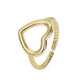 Gold-Plated Heart Openwork Vintage Wave Ring — surface finish detail