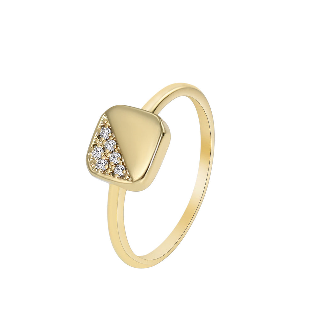 R0224 Closed Geometric Square Zircon Ring for Women Fashion Design