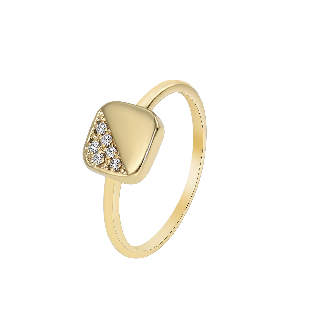 R0224 Closed Geometric Square Zircon Ring for Women Fashion Design